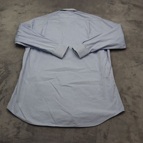 Paul Fredrick Shirt Mens 15.5 32 Blue Oxford Non Iron Two Ply Pinpoint Long Slv - Picture 14 of 16